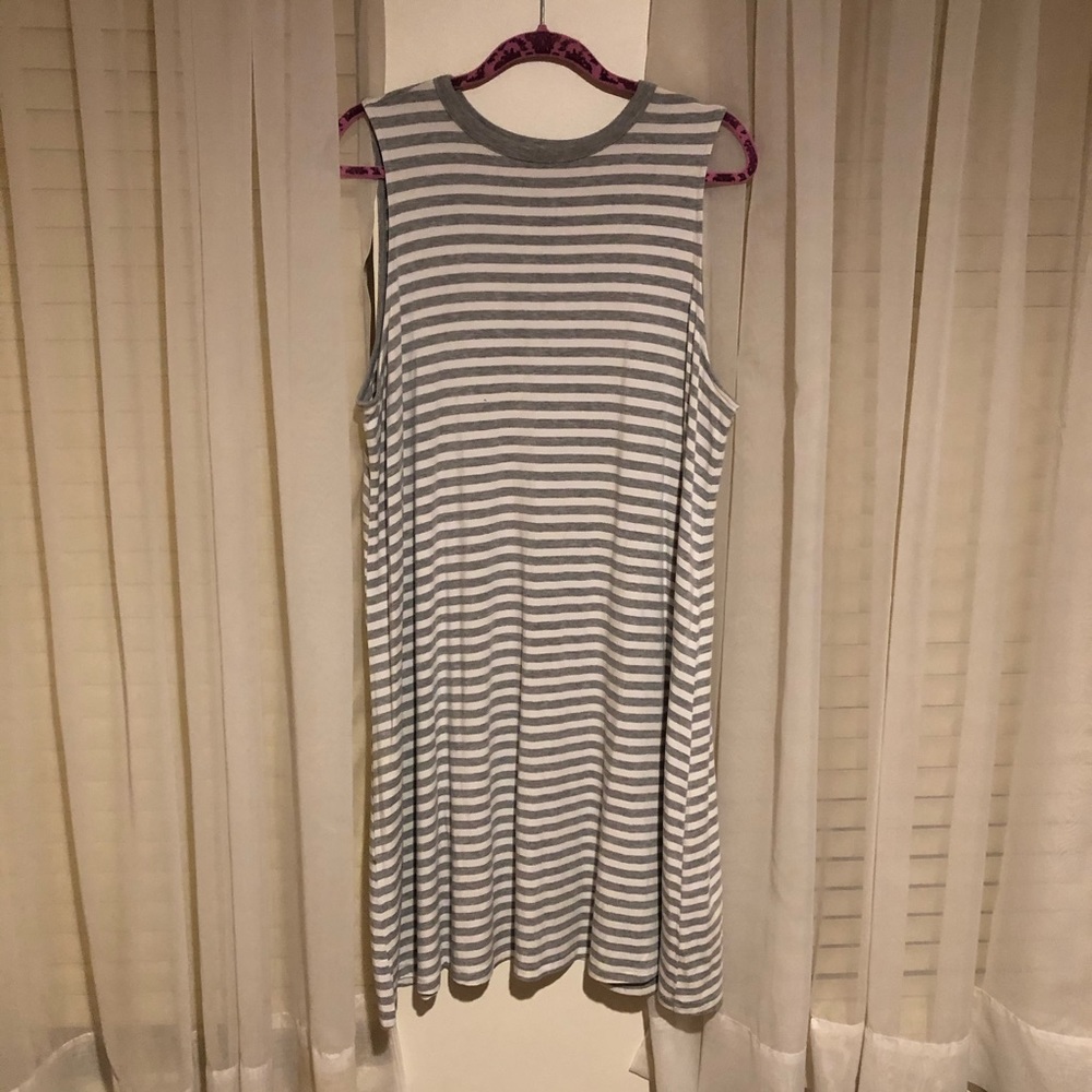 Grey and White Striped Tank Dress